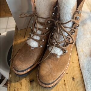 Marc Fisher Izzie Brown Suede Shearling Boots